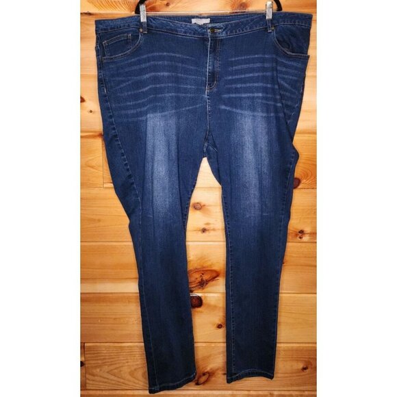 Woman Within High Rise Straight Stretch Blue Jeans Plus Size 30W Tall - Picture 7 of 12
